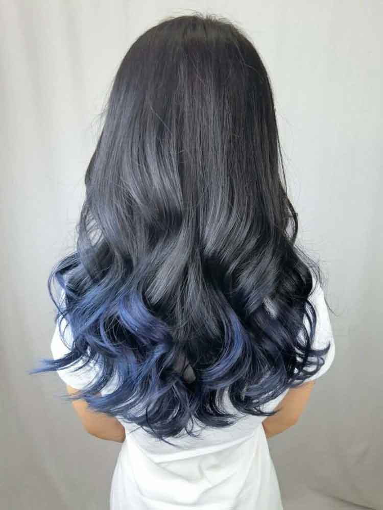 cat rambut sasha warna blue black