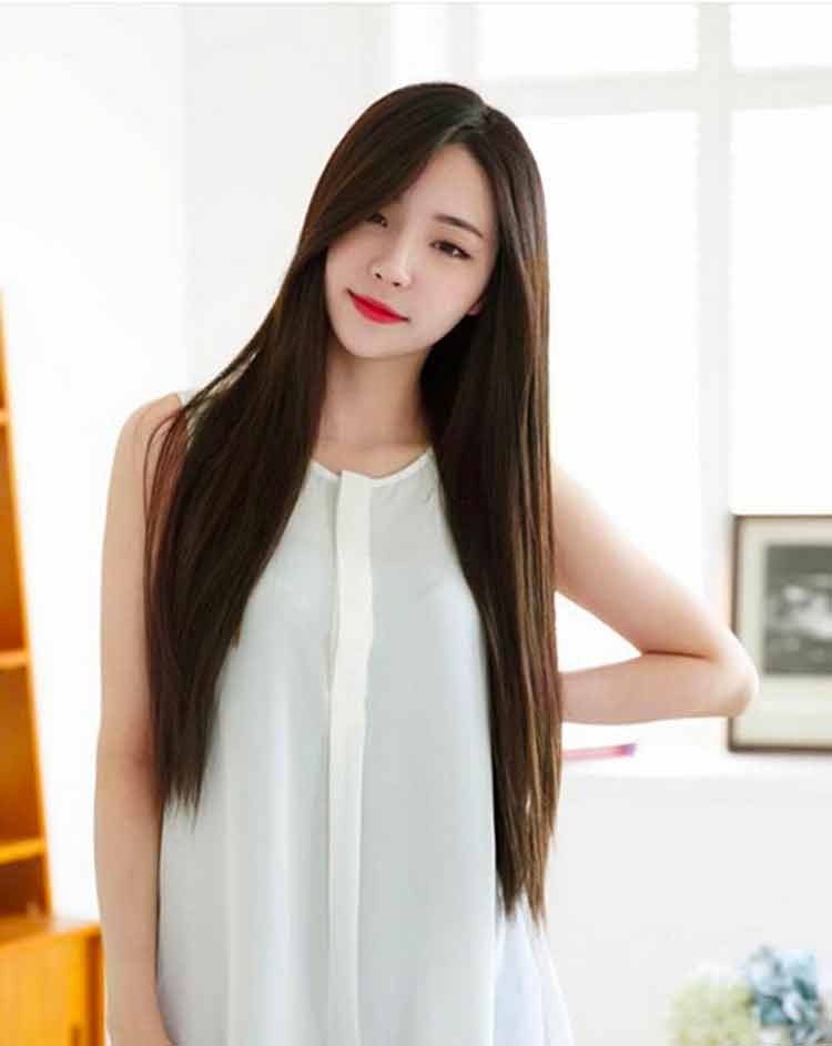 model rambut panjang lurus wanita korea